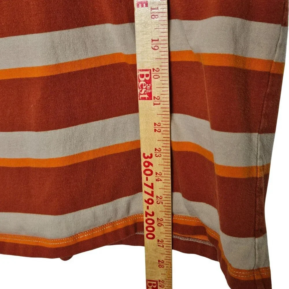 The North Face Mens Striped‎ Polo Shirt M Brown & Orange Cotton Retro Gorpcore
